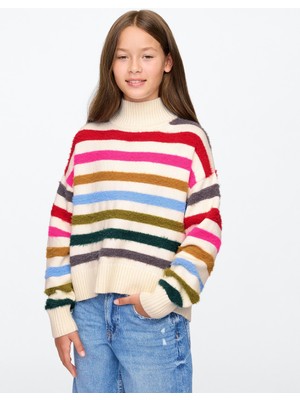 Gap Kız Çocuk Çok Renkli CashSoft Oversize Mockneck Kazak
