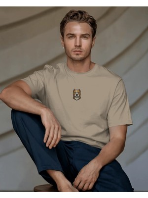 Muhtar Store Pitbull Köpek Baskılı Unisex Oversize Tişört – Minimal Güçlü Pitbull Tasarım