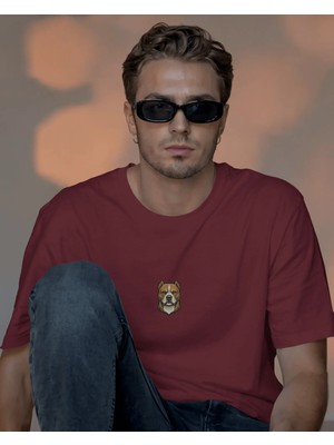 Muhtar Store Pitbull Köpek Baskılı Unisex Oversize Tişört – Minimal Güçlü Pitbull Tasarım