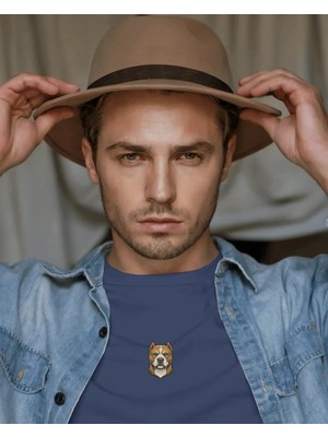 Muhtar Store Pitbull Köpek Baskılı Unisex Oversize Tişört – Minimal Güçlü Pitbull Tasarım