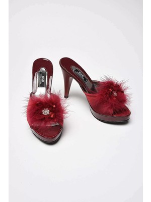 GC Terlikler Gc Platform Kurdela Tüylü Bayan Terlik 145 Bordo