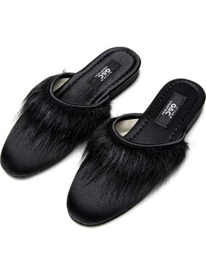 GC Terlikler Gc 245 Tüylü Önü Kapalı Kadın Terlik Siyah