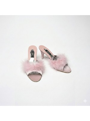 GC Terlikler Taşlı Kaztüyü Kadın Çeyiz Terlik 155 Pudra