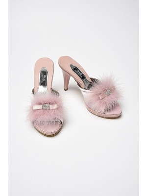 GC Terlikler Gc Pudra Taşlı Kaztüyü Platform Bayan Terlik 175