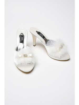 GC Terlikler Gc Ekru Taşlı Kaztüyü Platform Bayan Terlik 175