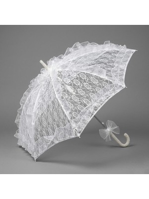 Ceyyiz Gelin Şemsiyesi Tamamı Dantel Beyaz