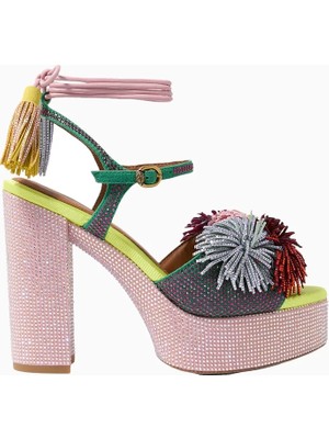 Kurt Geiger Pom Pom Tie 125 Platform Kadın Dolgu Topuk Sandalet