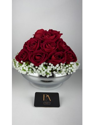 Palpe 30CM Vazo Kırmızı Gül Kız Isteme Yapay Çiçek Nişan Sevgili Söz Aranjman Sehpa Masa Çiçeği Dekor