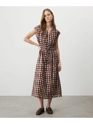 Miss İpekyol Desenli Ayarlanabilir Bel Elbise IS1260002167074