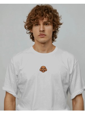 Muhtar Store Kahverengi Poodle Köpek Baskılı Unisex Oversize Tişört – Sevimli Kıvırcık Poodle Tasarım