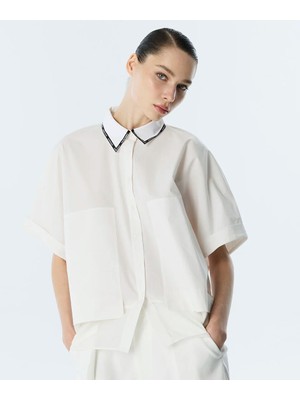 Twist Slogan Şeritli Gömlek TS1260025220018