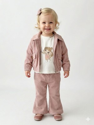 Sugar Pembe Ispanyol Paça Ceket Pantolon Alt Üst Stil Takım