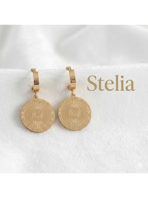 Stelia 316L Çelik Gold - Altın Renk Işleme Detay Kadın Küpe