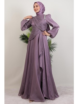 Giza Store Ilsu Tesettür Abiye Soft Lila