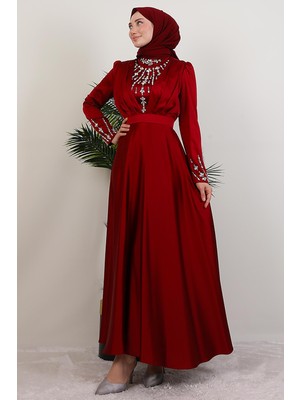 Giza Store Rüya Taşlı Abiye Bordo