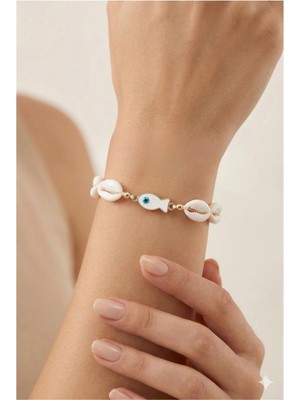 Petek Aksesuar Deniz Kabuğu Balık Makrome Bileklik