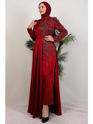 Royal Saten Abiye Bordo