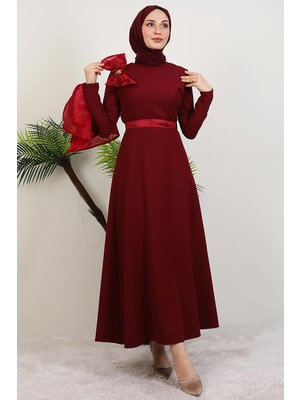 Fiyonk Organze Detay Abiye Bordo