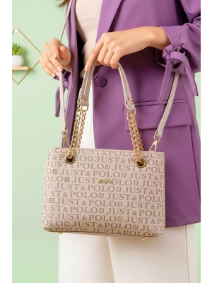 Just Polo Kadın Zincir Askılı 3 Bölmeli Uzun Çapraz Askılı El & Omuz Çantası (24X20 Cm)