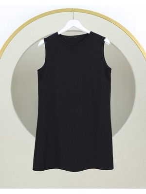 Modamorfo Sıfır Kol Yuvarlak Yaka Içlik  -Siyah