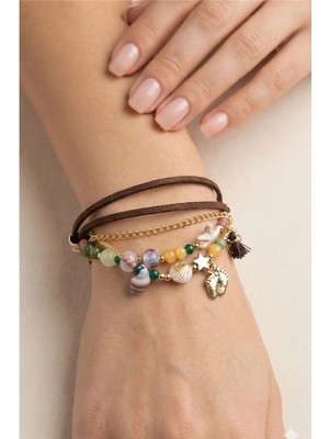 Petek Aksesuar Etnik Bohem Çoklu Bileklik Doğaltaş