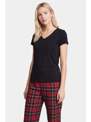 Türen Kadın Ekoseli Pijama Takımı T3618/KIRMIZI