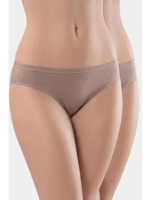 Türen Kadın Likralı 2'li Pamuklu Bikini Külot 230/VIZON