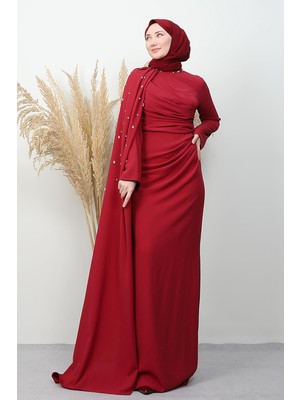 Ayçin Krep Abiye Bordo