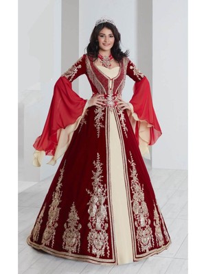 Ceyyiz Bindallı Kına Elbisesi 5 Parça 20-167 Kırmızı