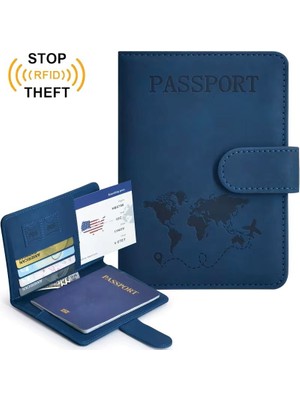 Beypa Pasaport Kılıfı Baskı Desenli Kredi Kartı-Sim Kart-Cüzdan Bölmeli-Rfid Manyetik Kapama