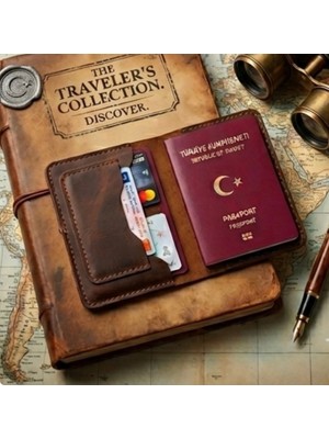 Parla Leather  Pasaport Cüzdan V3 El Yapımı Hakiki Gerçek Deri Pasaport Kılıfı Cüzdan Kartlık Kadın Erkek