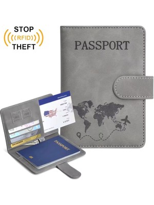 Beypa Pasaport Kılıfı Baskı Desenli Kredi Kartı-Sim Kart-Cüzdan Bölmeli-Rfid Manyetik Kapama