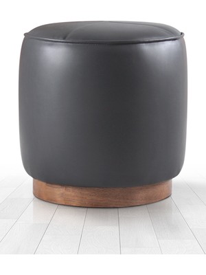 Lorence Home Nocbel Deri Puf Siyah