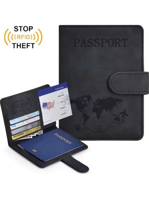 Beypa Pasaport Kılıfı Baskı Desenli Kredi Kartı-Sim Kart-Cüzdan Bölmeli-Rfid Manyetik Kapama