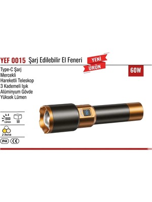 YCL Yef 0015 Profesyonel Şarj Edilebilir El Feneri