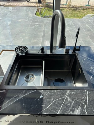 Lavisse 60x45 Bal Peteği Akıllı Mutfak Eviyesi Kesme Tahtası, Basket, Sabunluk, Arıtma, Bardak Yıkama Dahil