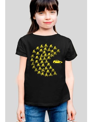 Rock&roll Bisikletli Oyun Kısa Kollu Siyah Kız Çocuk Tişört
