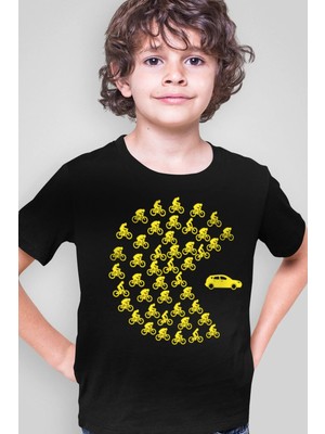 Rock&roll Bisikletli Oyun Kısa Kollu Siyah Erkek Çocuk Tişört