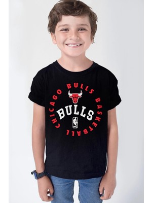 Rock&roll Bulls Basket Kısa Kollu Siyah Erkek Çocuk Tişört