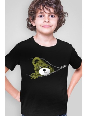ROCKANDROLL Fermuarlı Teddy Kısa Kollu Siyah Erkek Çocuk Tişört