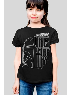Rock&roll Kaskda Yoda Kısa Kollu Siyah Kız Çocuk Tişört