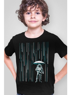 Rock&roll Uzay Yağmuru Kısa Kollu Siyah Erkek Çocuk Tişört