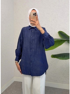 Modamorfo Yırtmaçlı Eteği Oval Kesim Gömlek -Laci