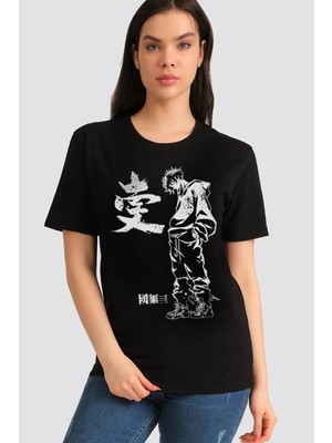 Rock&roll Cool Anime Kısa Kollu Siyah Kadın Tişört