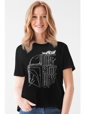 Rock&roll Kaskda Yoda Kısa Kollu Siyah Kadın Tişört