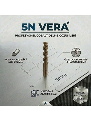 Titex Hss Co M35 Matkap Ucu 5 mm Inox Kobalt Paslanmaz Çelik Delme