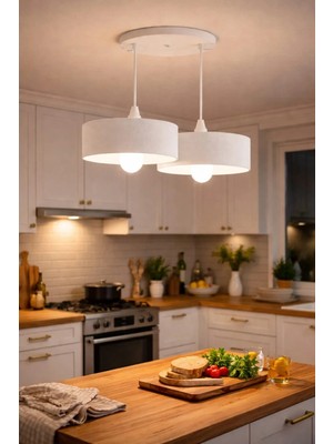 bebekokusu Beton Görünümlü , Toz Tutmayan , Vegan ,oturma Odası Mutfak Çocuk Odası Için 2'li Oval Sarkıt Avize