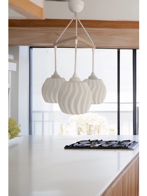 bebekokusu Bubble Serisi Salon Mutfak Oturma Odası Cafe Bar Için Modern Sarkıt Üçlü Bohem Avize ( 23 x 27 cm )