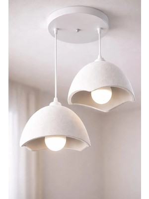 bebekokusu Beton Görünümlü Loft Stil Modern, Vegan, Çevre Dostu Salon , Mutfak Için 2'li Şapka Sarkıt Avize