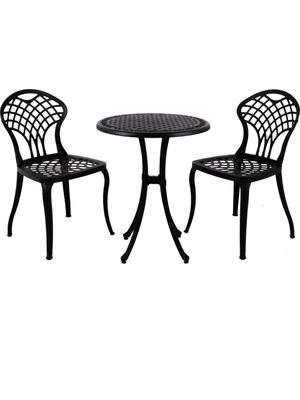 Gennhaus Alüminyum Döküm Bahçe Balkon Masa Sandalye Seti 2 Sandalye + 1 Masa Bud Set